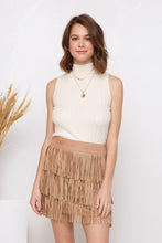 Load image into Gallery viewer, Stella Suede Studded Fringe Mini Skirt

